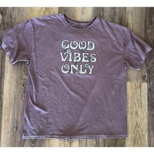 Maurice's "Good Vibes Only" Class T Brown Heathered Size XXL, 100% Cotton‎ EUC